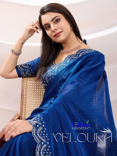 SETHNIC VELOURA 62001 TO 62003 DESIGNER VELVET CHIFFON SAREE WHOLESALER IN INDIA